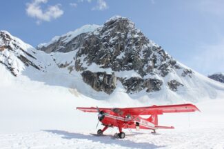 Thumbnail for the post titled: Heavy snowfall leaves plane in tail-stand at airport